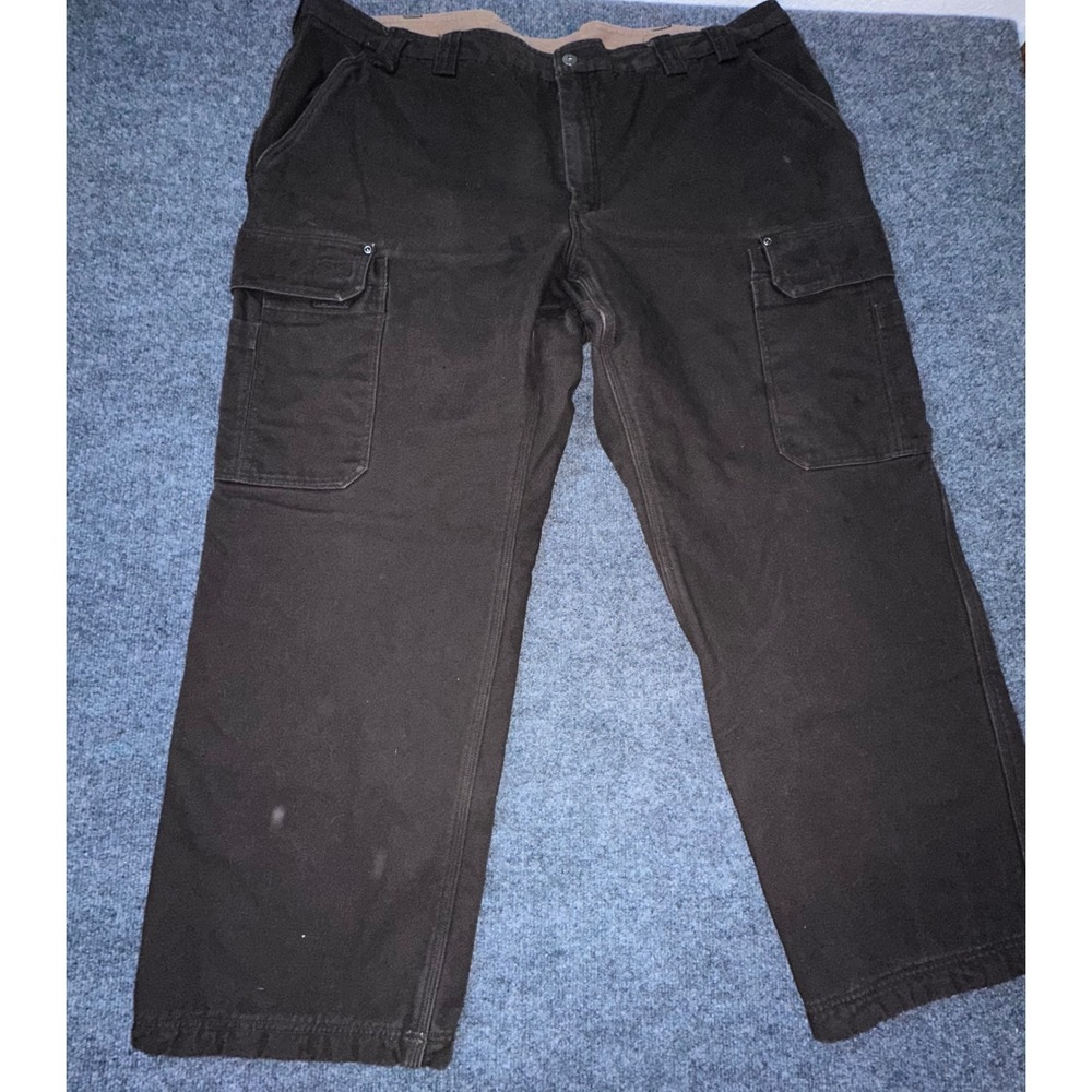 Duluth Trading Co Mens 48x32 Black Flannel Lined Carpenter Work Pants Utility